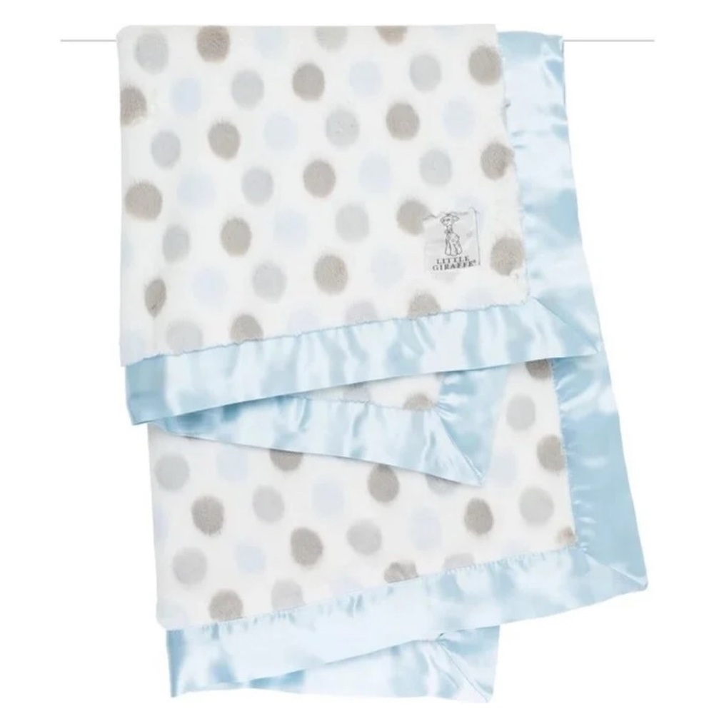 Little Giraffe luxe dot Baby Blue Polka Dot Blanket